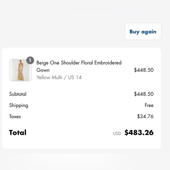 Mac Duggal One-Shoulder Embroidered Floral Gown in Pink and Yellow - Sz 14 - Picture 11 of 11